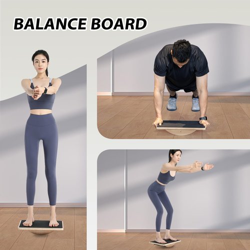 ZUKAM Multi-Function Wooden Slant Board & Balance Board, Adjustable Incline Board and Calf Stretcher,Stretch Board - Wide Anti-Slip Surface - Black