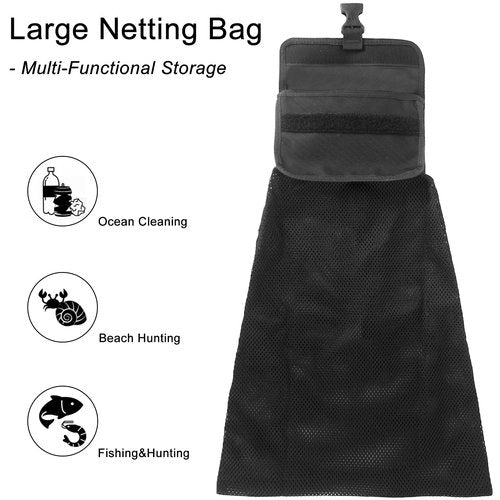 Luwint Diving Mesh Bag Long Scuba Mesh Bag Multi Purposes Storage Pouch with D Ring Clip for Water Sport Scuba Spearfishing Shell Collecting Ocean Cleaning Underwater Trash