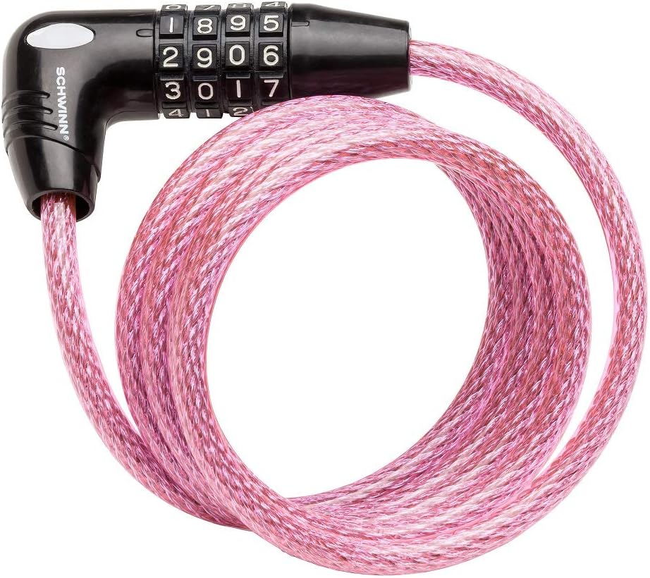Schwinn Combination Bike Lock in Braided Steel Cable, 6 feet x 12 mm Anti Theft Bicycle Lock, Black, Security Level 3