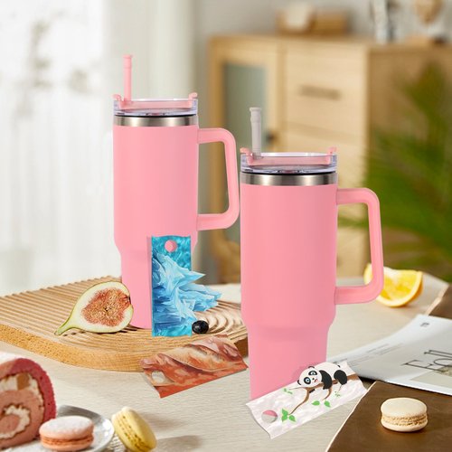 Proke Stanley Cup Accessories Set, 3pcs Name Plates for Stanley 40 oz + 2pcs 9.65in Stanley Straw, Popular Animal Elements Tumbler Decorations, Birthday Christmas Gifts for Family
