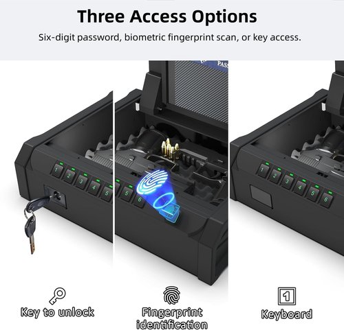 [ 25% Larger capacity ] Gun Safe for Pistols, Biometric Handgun Safe box, Mounted Handgun Safe Quick Access Security Safe with Fingerprint Keypad Lock for Home nightstand