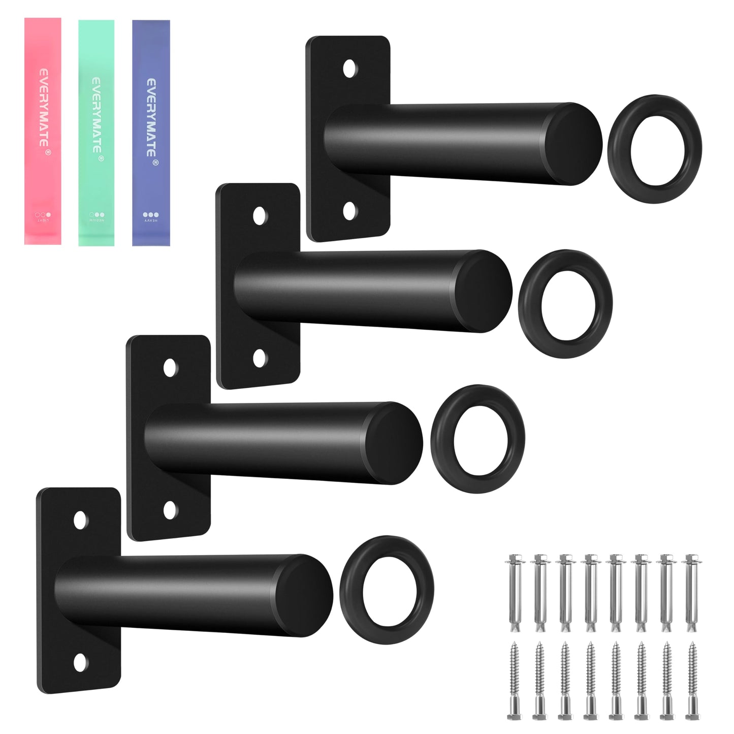 EVERYMATE Weight Plate Holder: Wall Mounted Weight Rack Storage for Olympic Weight Plate,Home Gym Organizer（Upgrade Length and Thick Steel）