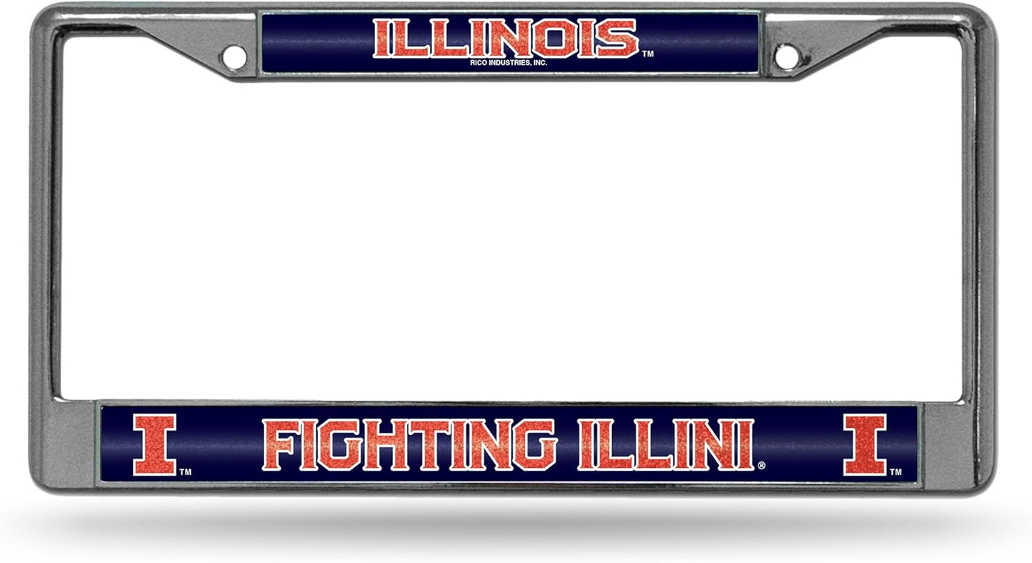 Rico Industries NCAA 12" x 6" Silver Bling Chrome Car/Truck/SUV Auto Accessory
