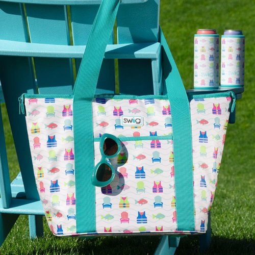 Swig Life Zippi Cooler Bag, Heavy-Duty, Lightweight, Insulated Cooler Bag with Handle, External Pocket (Lake Girl)