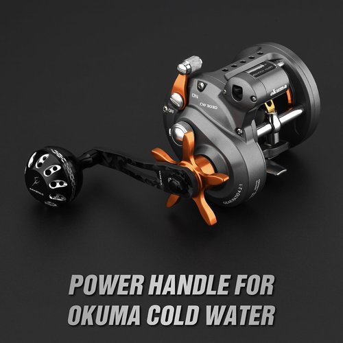 GOMEXUS Power Handle Compatible for Okuma Cold Water Linecounter Trolling Reel Handle 85mm Forged Carbon