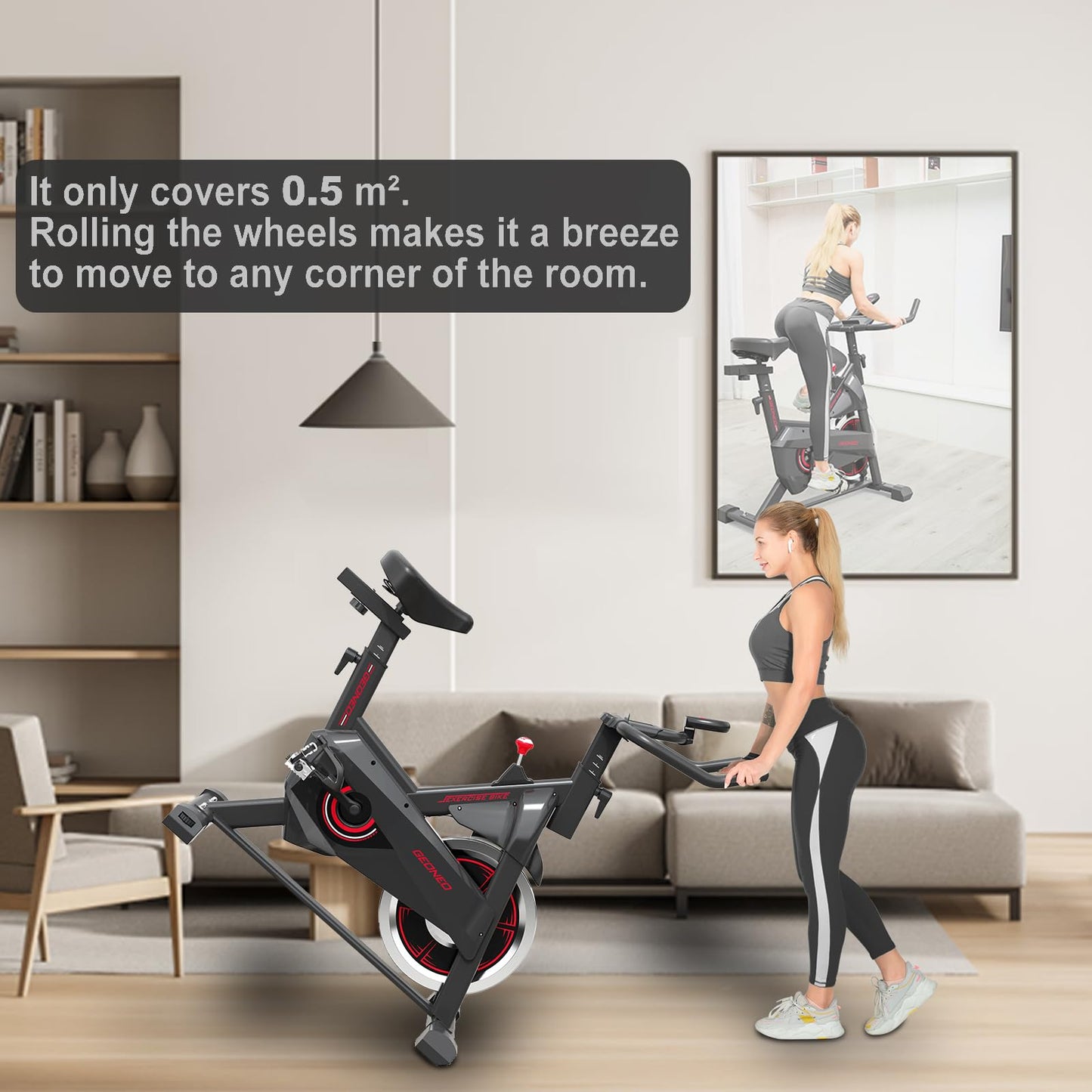 Exercise Bike, Adjustable Resistance Silent Belt Drive, Indoor Cycling Bike for Home Cardio, Fitness Stationary Bike with Tablet Mount & Comfortable Seat Cushion