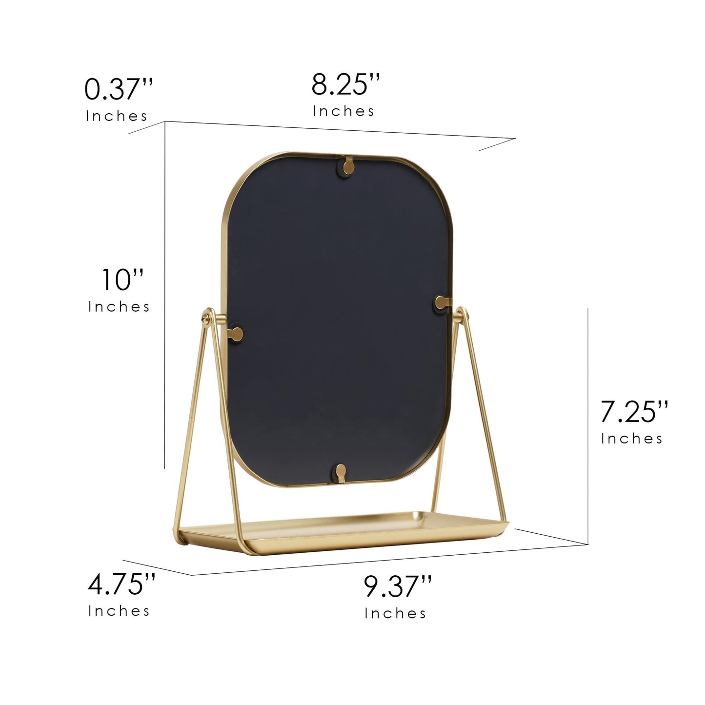 Modern Gold Finish Round Edge Tabletop Easel Mirror | 7” x 5” Vanity Mirror