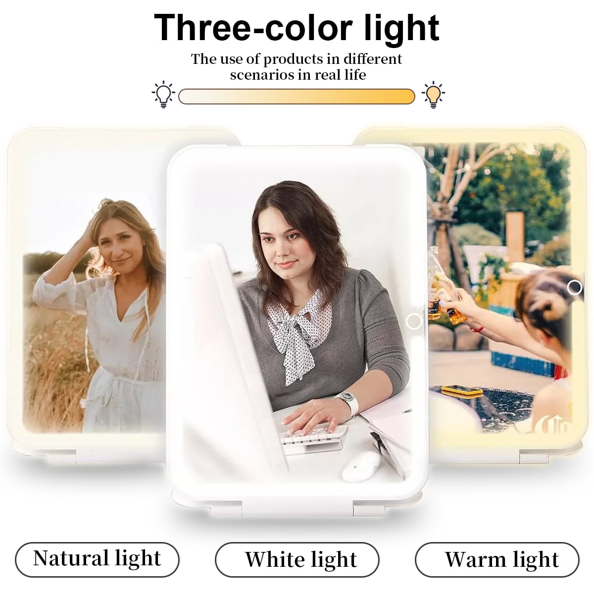 Rechargeable Portable Makeup Vanity Mirror | 60 LED Lights | White 7.9''
