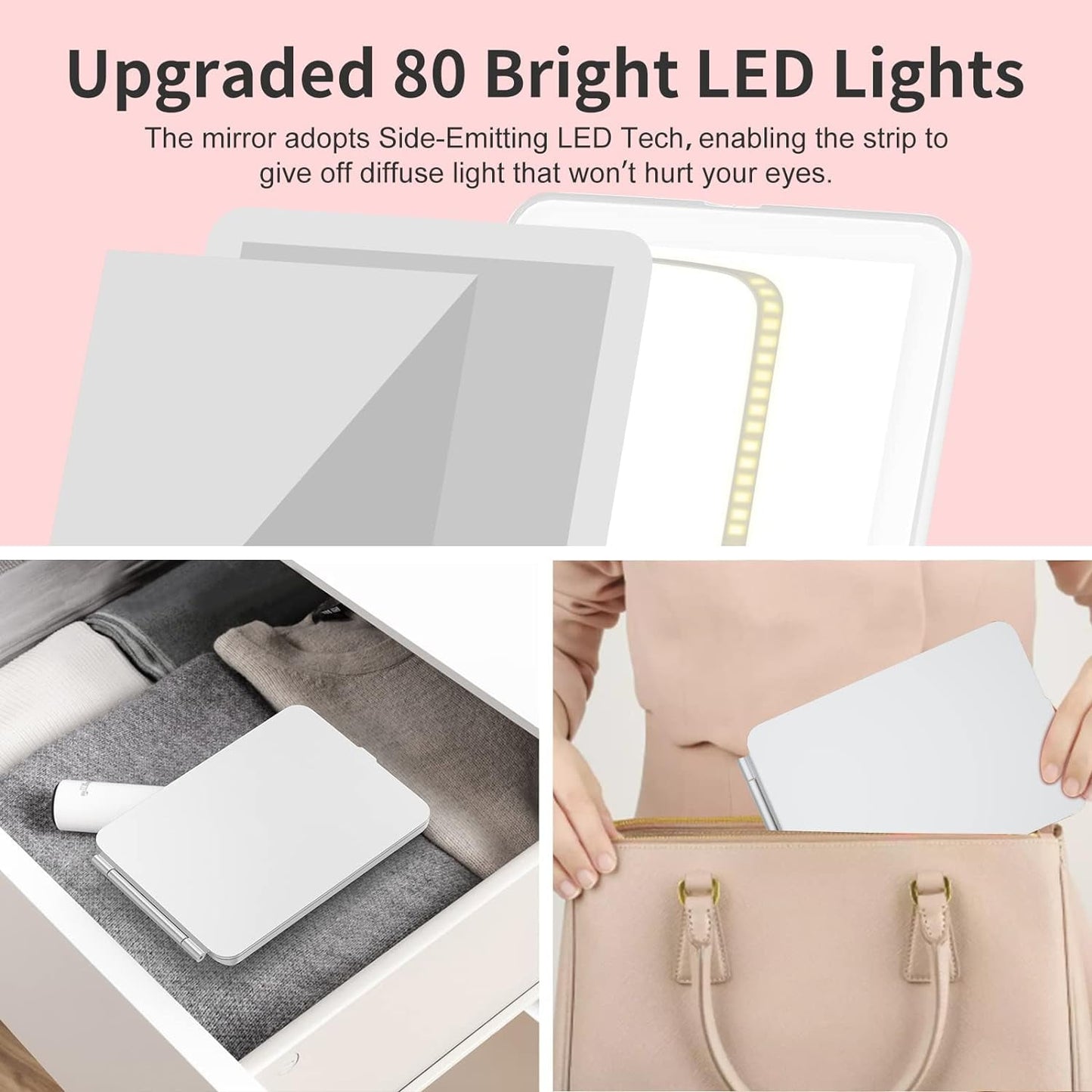 Portable 7.9-Inch Lighted Makeup Mirror | Touch Screen | 3 Color Modes