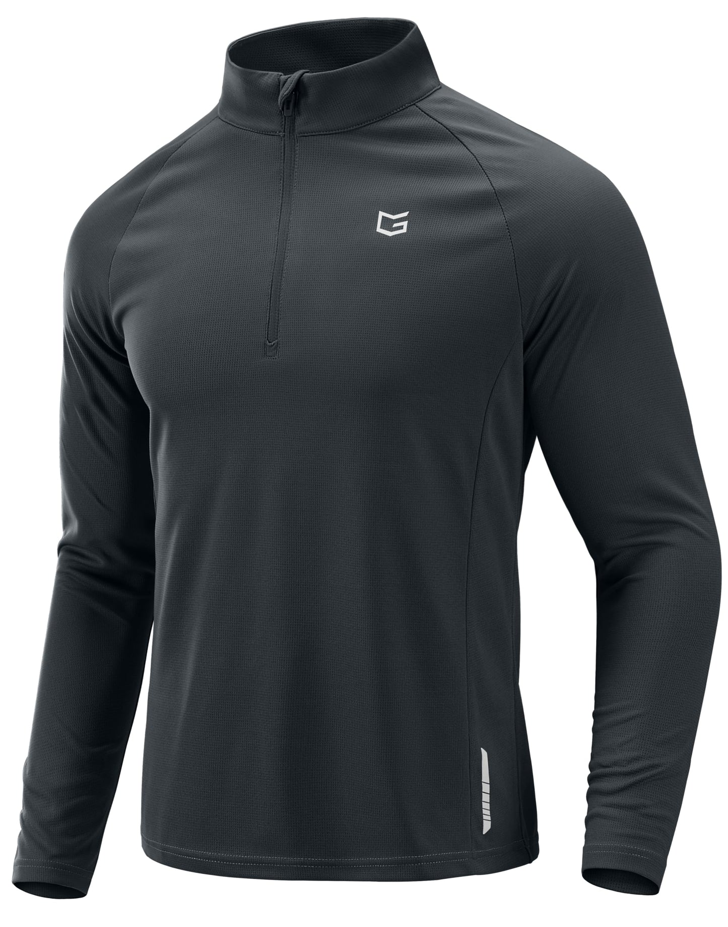 G Gradual Men's Running Shirts Long Sleeve Athletic Shirt Lightweight Quick Dry Quarter Zip Pullover for Men Workout Gym Golf(Dark Grey,L)