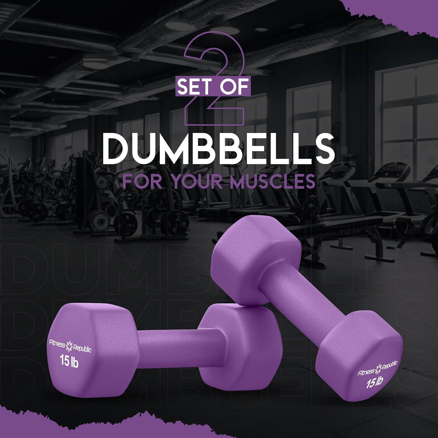 Neoprene Dumbbell Set of 2, Non-Slip, Hex Shape, Free Weights for Muscle Toning and Strength Building - Portable Home Gym Hand Weights