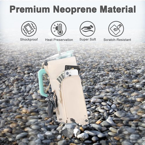 CONTAIL 2 in 1 Magnetic Water Bottle Carrier Bag for 30/40 oz Tumbler with Handle/no Handle,Bottle Pouch Holder with Adjustable Shoulder Strap,Multifunction Accessories Pocket&Carabiner