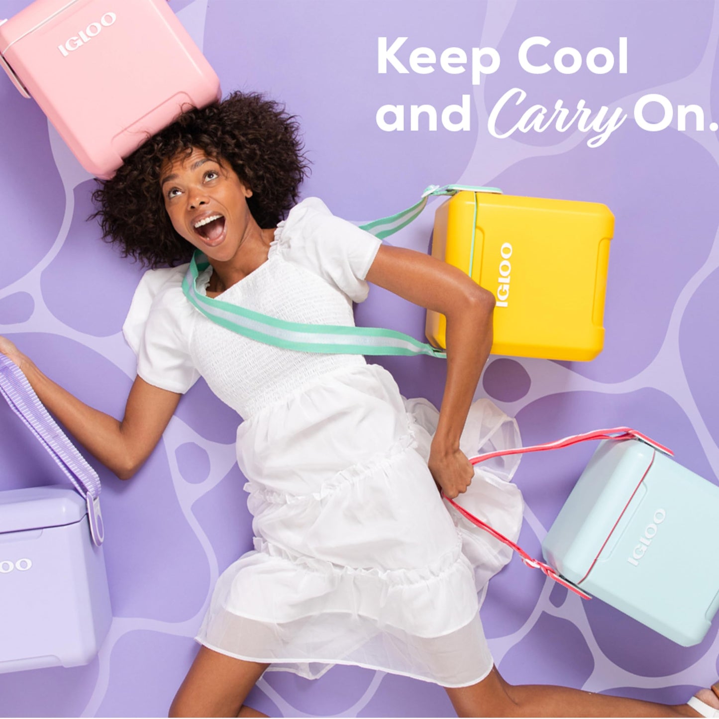 Igloo Lilac Breeze 11 Qt Tag-Along Too Strapped Picnic Style Cooler