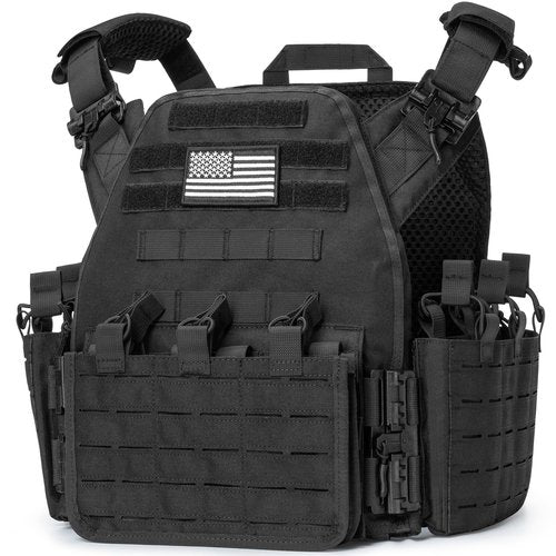 CVLIFE Tactical Quick Release Airsoft Vest with MOLLE System - Large Capacity, Weight Vest, Adjustable, Breathable - Black