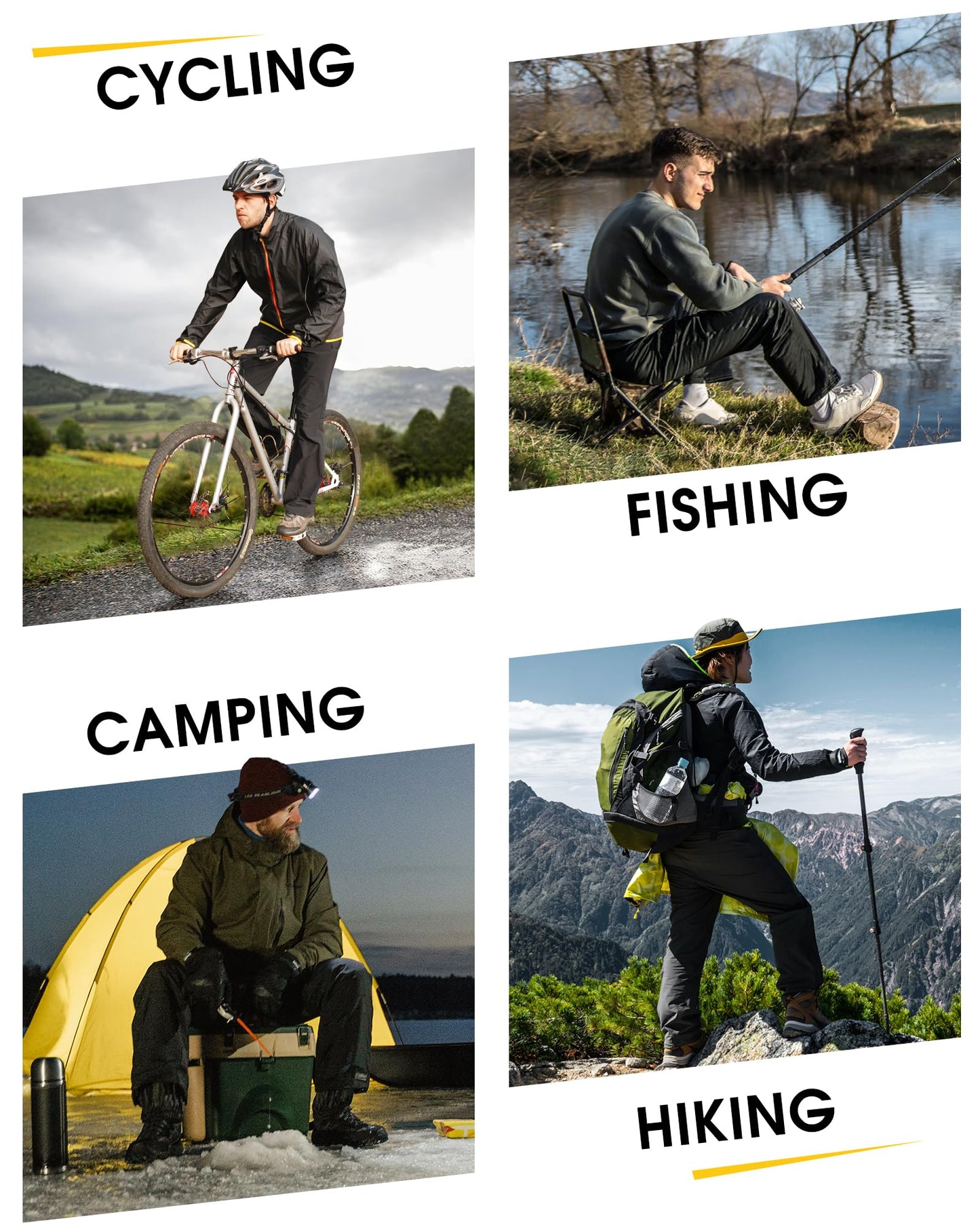 33,000ft Packable Rain Pants for Men Waterproof Hiking Pants Lightweight Rain Pants Outdoor Windproof Pant for Golf, Fishing Black