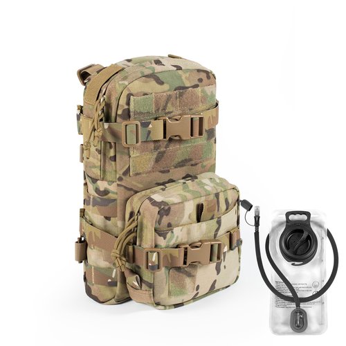 CLTAC Small Tactical Backpack MOLLE Hydration Pack Outdoor Water Bladder Carrier Pack for Vest with IFAK Med Pouch and 1.5L Bladder