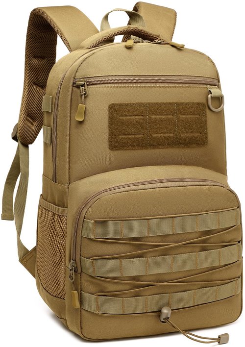 SunForMorning Kids Tactical Backpack Army Molle Bookbag Military Boys Backpack for School, Outdoor, Travel, Camping, Brown
