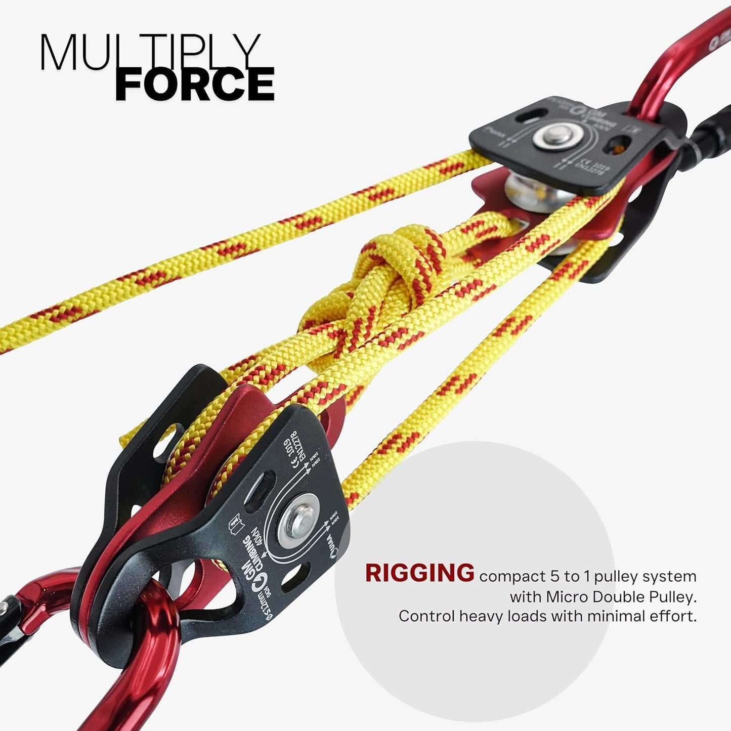 GM CLIMBING 40kN Micro Double Pulley Prusik Minding Ball Bearing UIAA CE for Progress Capture System Rigging Hauling Rescue Arborist Tree Climbing