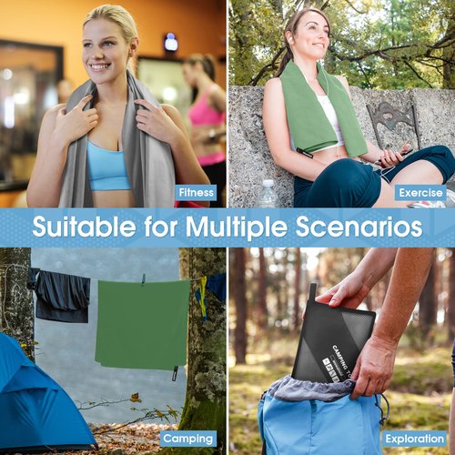 Wuwahold Camping Quick Dry Towel Set- 3 Pack, Soaking Up Sweat Microfiber Lightweight Sport Towels with Mesh Bag, Travel Towel Suitable for Camping, Beach, Gym, Yoga
