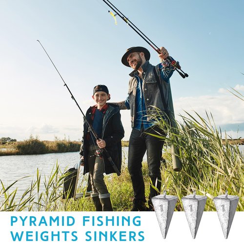 Leyndo 36 Pcs 1oz Pyramid Sinkers Fishing Weights Saltwater Fishing Weights Sinkers Fishing Gear Tackles for Ocean Saltwater Surf