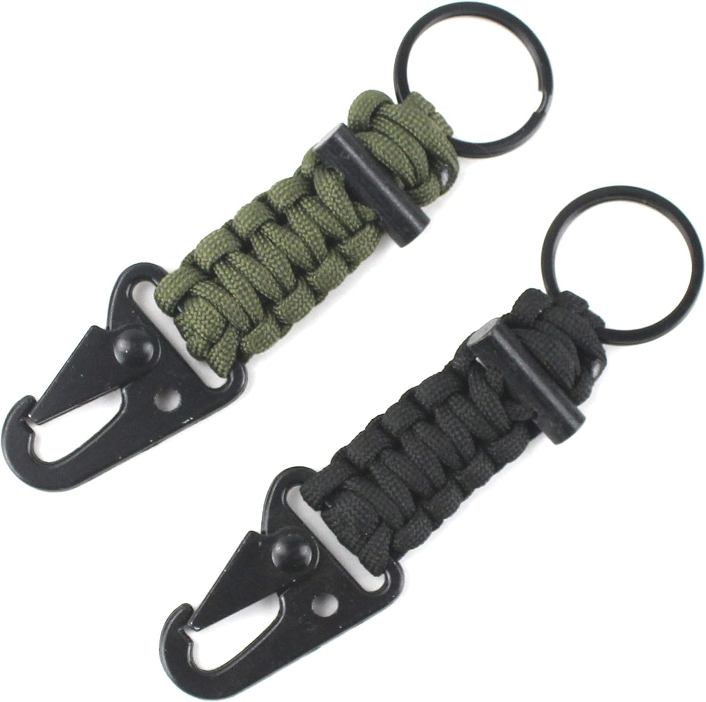 Paracord Keychain Carabiner 2PCS Pack Survival Paracord Lanyard with Fire Starter