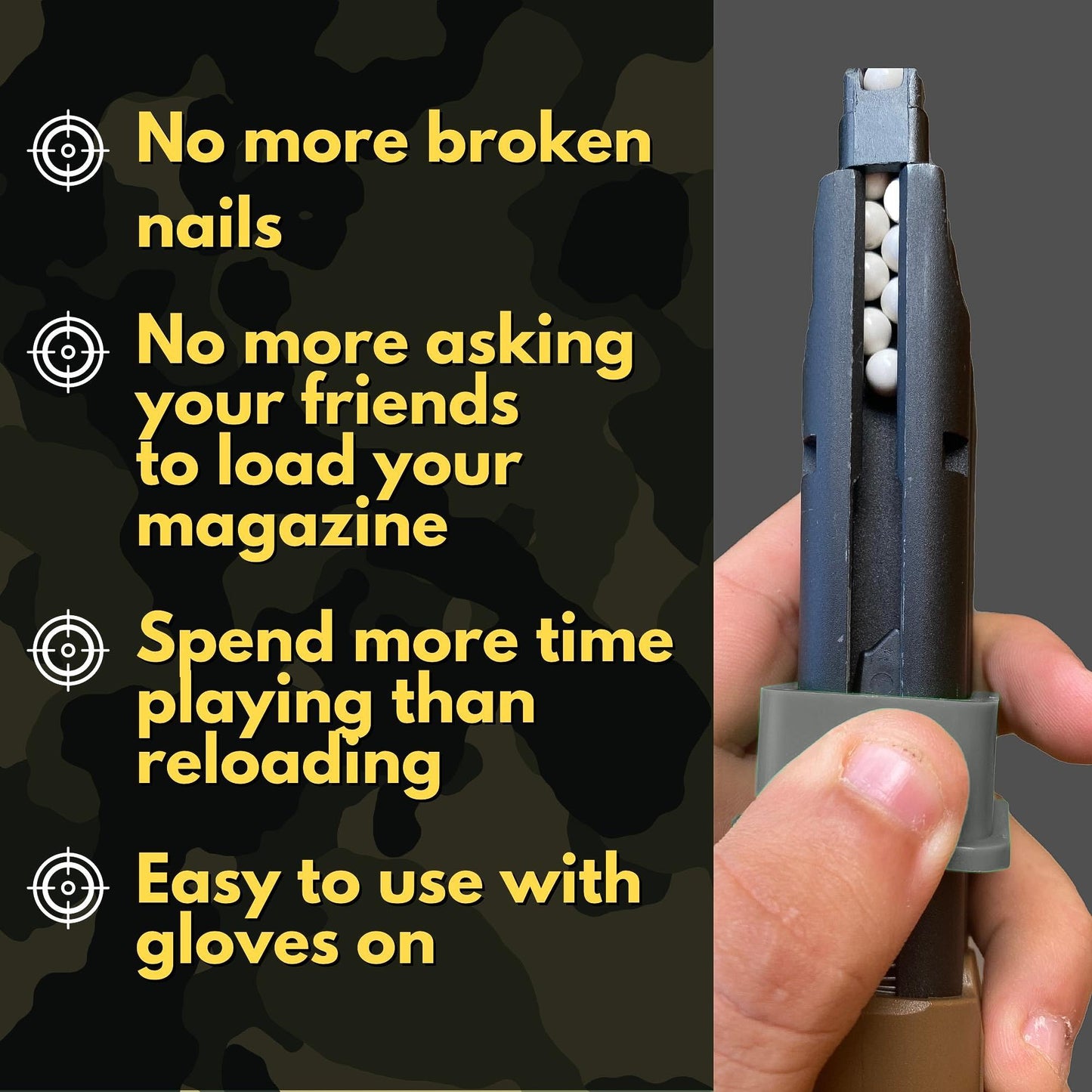 Airsoft Speed Loader for Pistol Magazines Quick and Easy Reload (Gray)