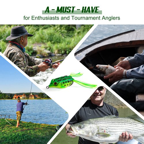 Goture Frog Lure 10Pcs,Top Water Bass Fishing Lures,Hollow Body Frogs for Bass Fishing,PVC Frog Fishing Lures with Tungsten Steel Fishing Hooks,