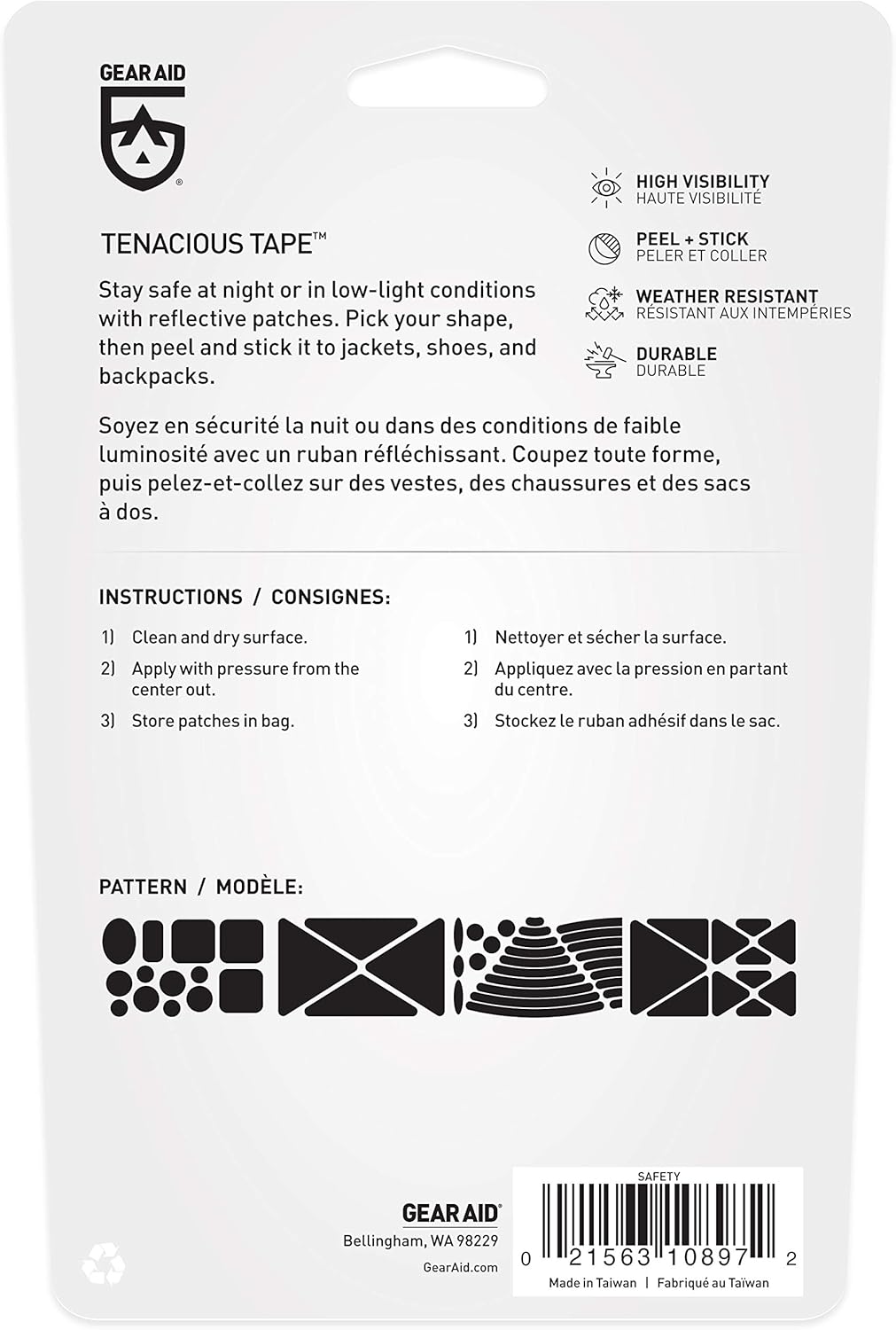 Gear AID Tenacious Tape Reflective Roll for Adding Visibility to Safety Jackets, Rain Gear, Bike, Shoes and Outdoor Gear, Various Sizes
