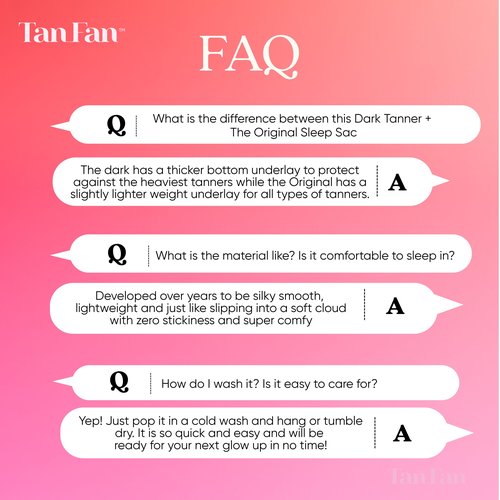Tan Fan Self Tan Sleep Sac – Dark Tan Edition (Pink) – Protect Sheets From Dark Tanner - No Transfer Guarantee – 100% Silky Cool, Thicker Bottom, Lightweight Top, Foot Openings – Large Roomy Comfy