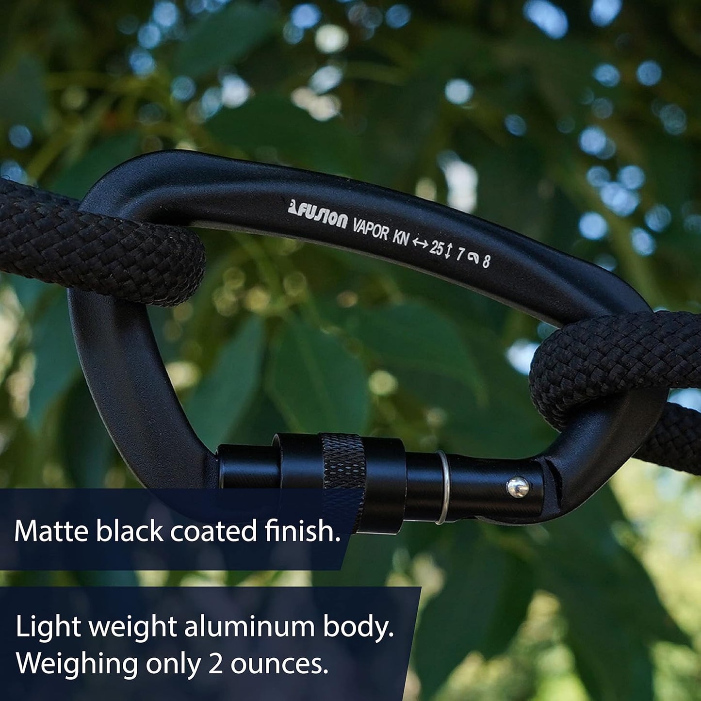 FUSION Climb Vapor III Military Tactical Matte Edition Aluminum Straight Gate Key Nose Modified D Carabiner Black, Hunting Carabiner (FP-8122-3ST-BLK)