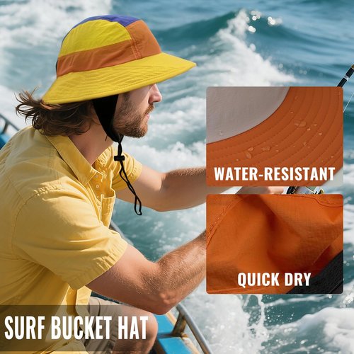CLAPE Surf Hat Bucket Sun Hats for Surfing Boating Water-Sports Men and Women-Quick Drying Adjustable Chin Strap