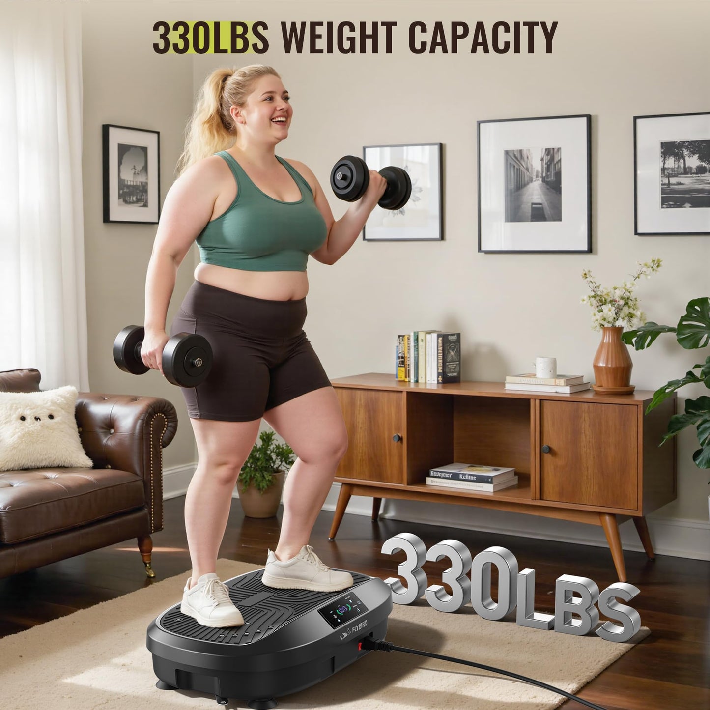 FLYBIRD Vibration Plate Exercise Machine, 120 Adjustable Speed High Intensity Vibration for Muscle Toning Weight Loss Lymphatic Drainage, Full Body Workout Vibration Plate Ideal for Fitness & Recovery