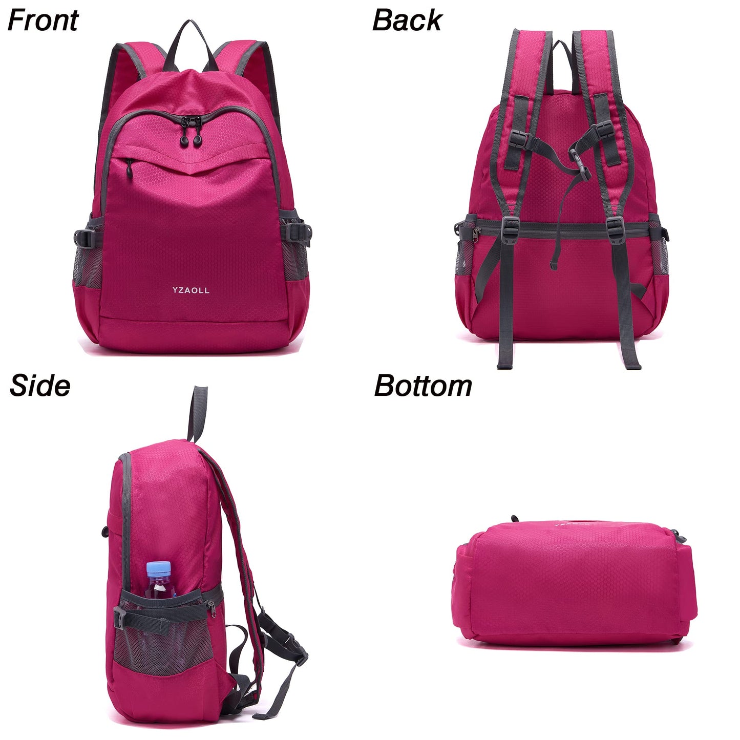 YZAOLL Small Lightweight Packable Hiking Backpack, 20L Hiking Backpack Day Pack for Women Men Travel Camping Vacation,Rose