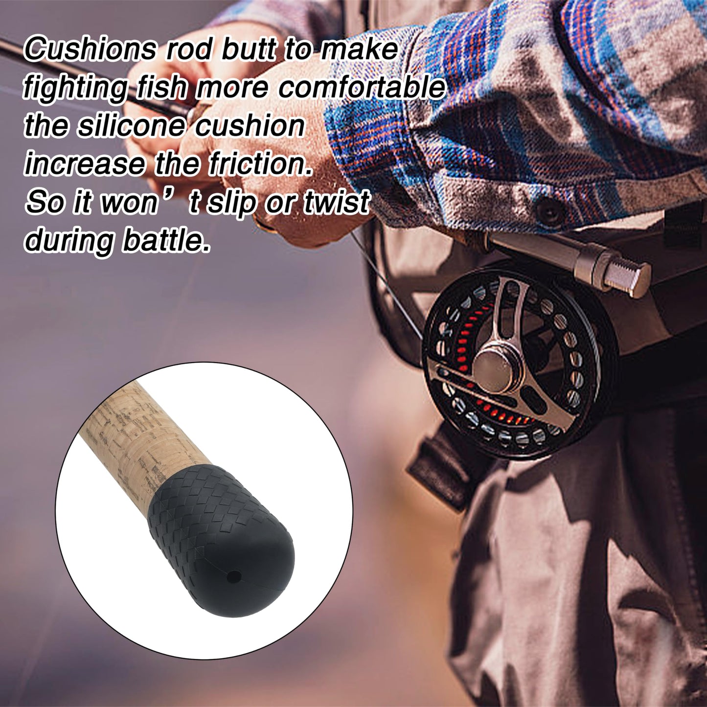 AGOOL Fishing Rod Butt Cushion Silicone Butt Cap End Seat Protector for Fishing Tackle Gear (L/M/S) 3colors 6pcs