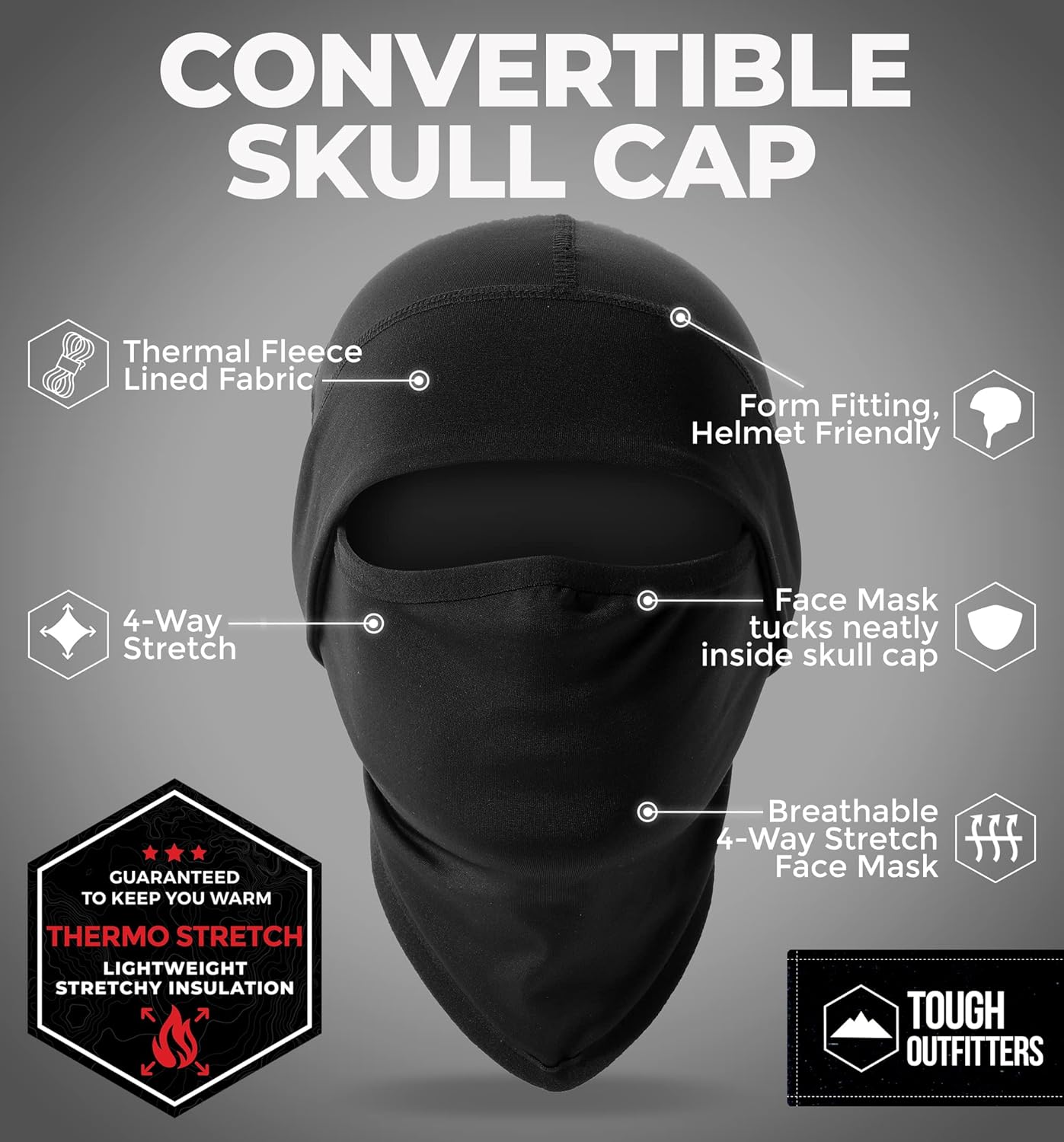 Tough Headwear Skull Cap for Men - Beanie Hats - Skully Beanie Cap - Cooling Skull Caps for Men Locs Sweat Dreads Running