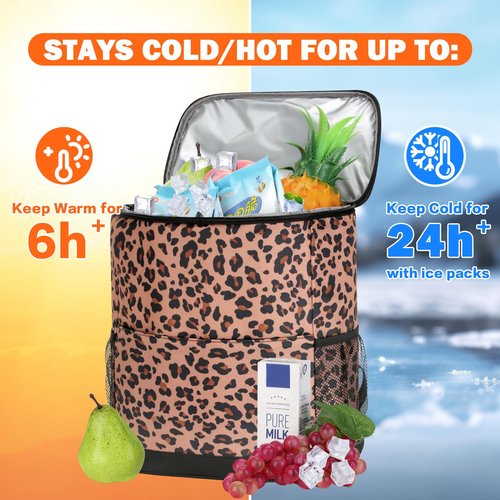 Insulated Cooler Backpack 30 Cans - Leak Proof Beer Backpack Lightweight Cooler Bag for Travel, Camping, Beach, Lunch (Leopard Style A)