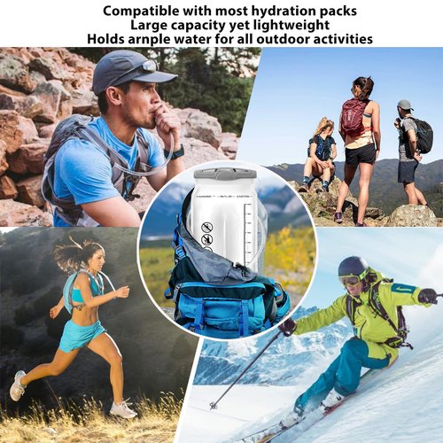 CHERAINTI Hydration Bladder - 2L Water Bladder for Backpack, Large Opening Leak Proof 2 Liter Water Reservoir Storage Bag, Hydration Pack Replacement for Outdoor Hiking Camping Cycling Running