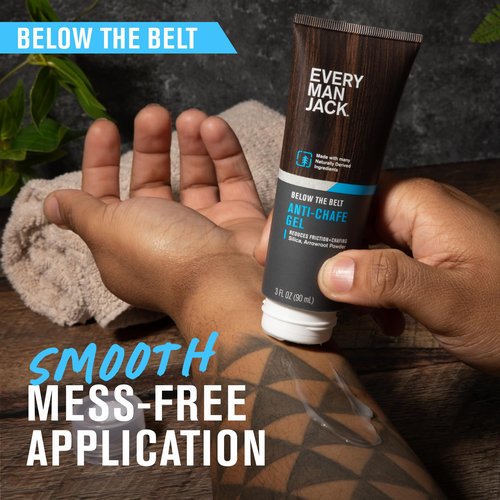 Every Man Jack Anti Chafe Gel for Men - Chafing & Friction Protection for Daily Comfort - Made w/ Naturally Derived Ingredients Like Silica & Arrowroot Powder - Unscented - 3 Fl Oz (1 Pack)