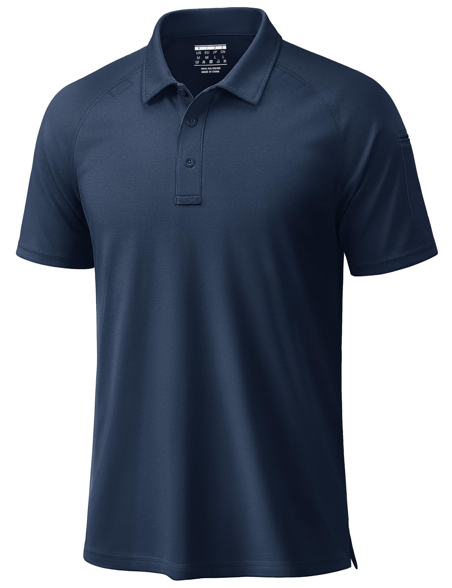 TACVASEN Polo Shirts for Men Short Sleeve Dry Fit Breathable UPF 50+ Performance Collared Shirt Summer Work Athletic Navy,L