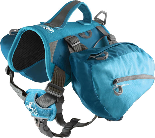 Kurgo Big Baxter Dog Backpack, Dog Saddlebag, Dog Pack, Adjustable Saddlebag for Hiking, Walking, Running, Camping, Black/Orange