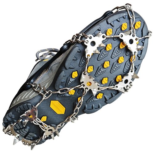 Ice Grippers for Shoes and Boots - 28-Spike Crampons for Safe Walking, Jogging, Hiking, and Mountaineering on Snow and Ice (X-Large)