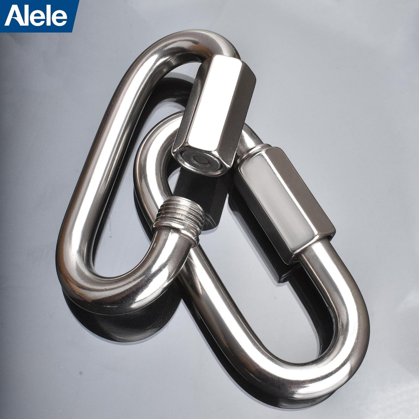 Alele D-Shape Locking Carabiner M4 Stainless Steel Quick Link Chain Connector Keychain Ring Buckle 10 Pack