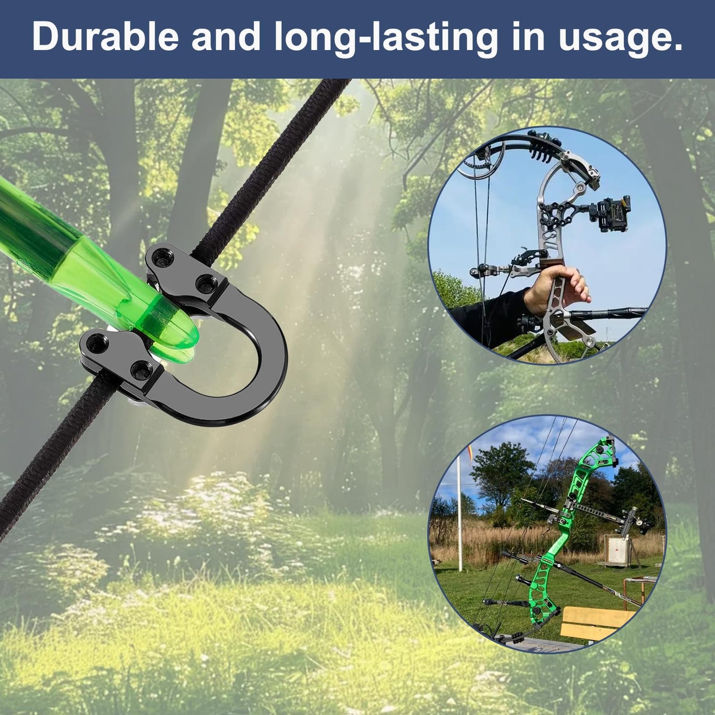 KURUGEILI 2 Sets Archery Metal U Nock D Loop for Compound Bow, Metal D Ring Material Archery Release Aids with Screwdrivers for Shooting Hunting ﻿