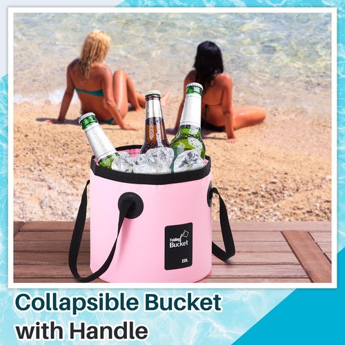 Tessco 4 Pcs 20L Collapsible Bucket with Handle 5 Gallon Portable Collapsible Folding Bucket Foldable Water Container for Camping Hiking Fishing Car Washing (Gray, White, Light Blue, Light Pink)