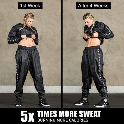 Elite Sports Sauna Suit for Weight Loss Men & Women Boxing MMA Wrestlers Gym Sweat Hoodie Sauna Suits Wrap Full Body Workout (Black, Medium)