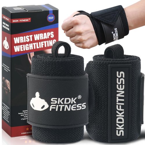 SKDK Wrist Wraps- Wrist Straps for Weightlifting with Thumb Loop,12" 18" 21" Professional Wrist Straps for Wrist Support,Powerlifting,Strength Training,Bodybuilding,Men & Women(Pair)