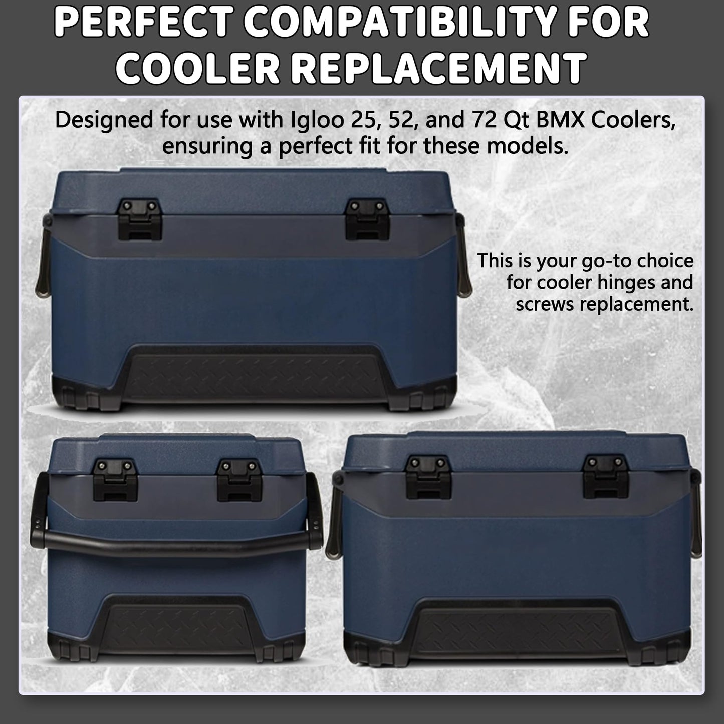 Aussio (2 Pack) Coolers Hinge for Igloo 25, 52, 72 Qt BMX Coolers Latch Replacement Parts, Cooler Hinges with Screws for Igloo Cooler Replacement Hinges