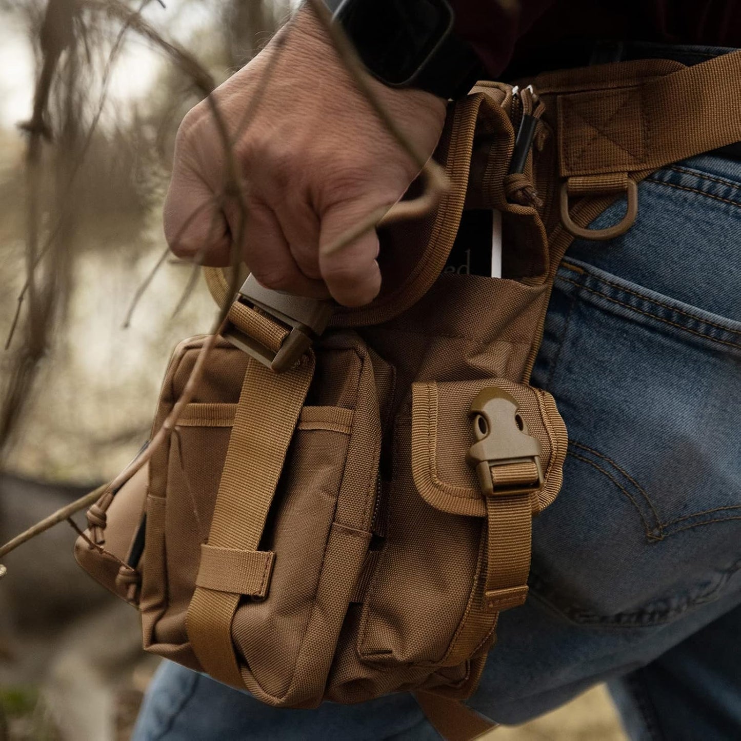 Waterproof Military Tactical Drop Leg Pouch Bag Type B Cross Over Leg Rig Outdoor Bike Cycling Hiking Thigh Bag