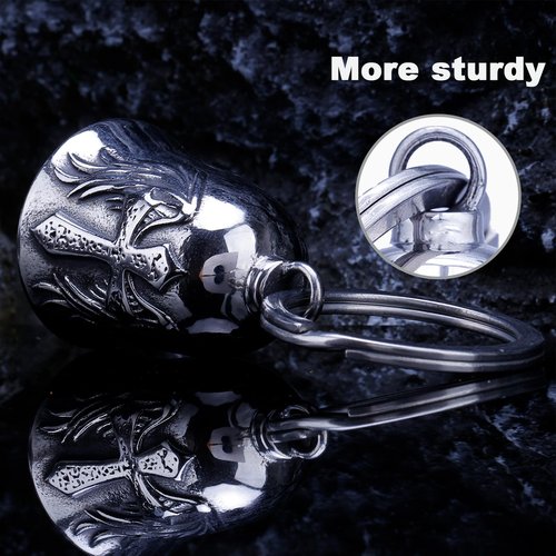 Motorcycle Bells - Bicycle Bells for Men, Stainless Steel can Bring Good Luck and Peace to Motorcycle Accessories (Cross Black Silver) (Winged Cross-Sliver)