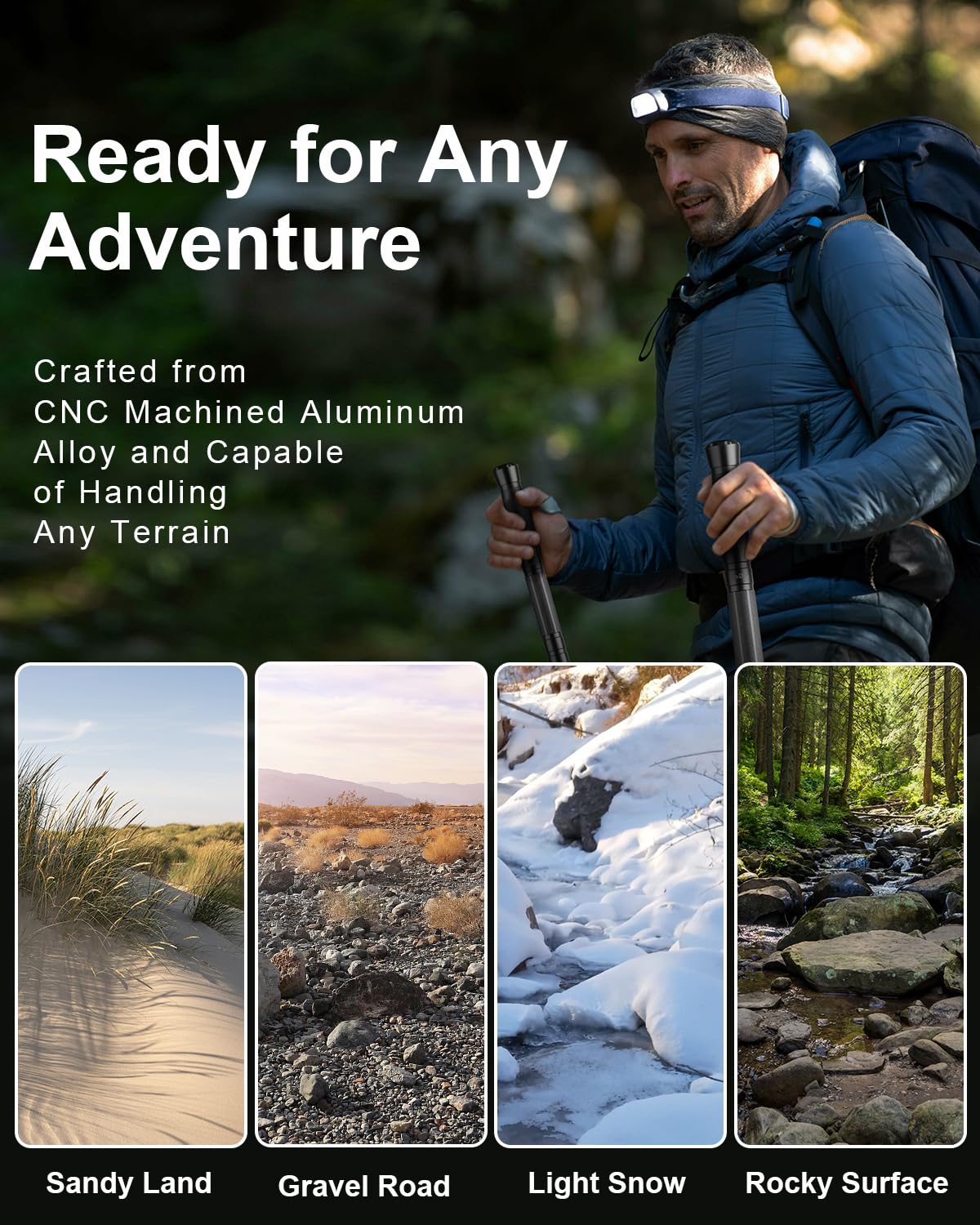 aiGear Tactical Walking Stick - Upgraded Survival Hiking Stick with Outdoor Multi-Tool Gear Trekking Poles for Outdoor Adventures, Trekking, Survival Hiking Tactical Tool